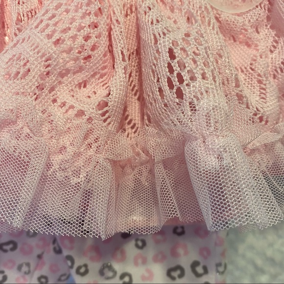 NWT Little Girls Matching Set, Onsie, Leggings, Tutu, Glitter Pink Leopard Spots - Picture 13 of 16